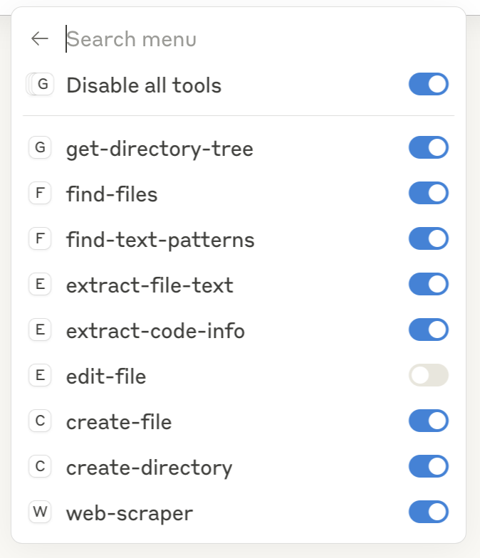 Default tools available in mcp-this