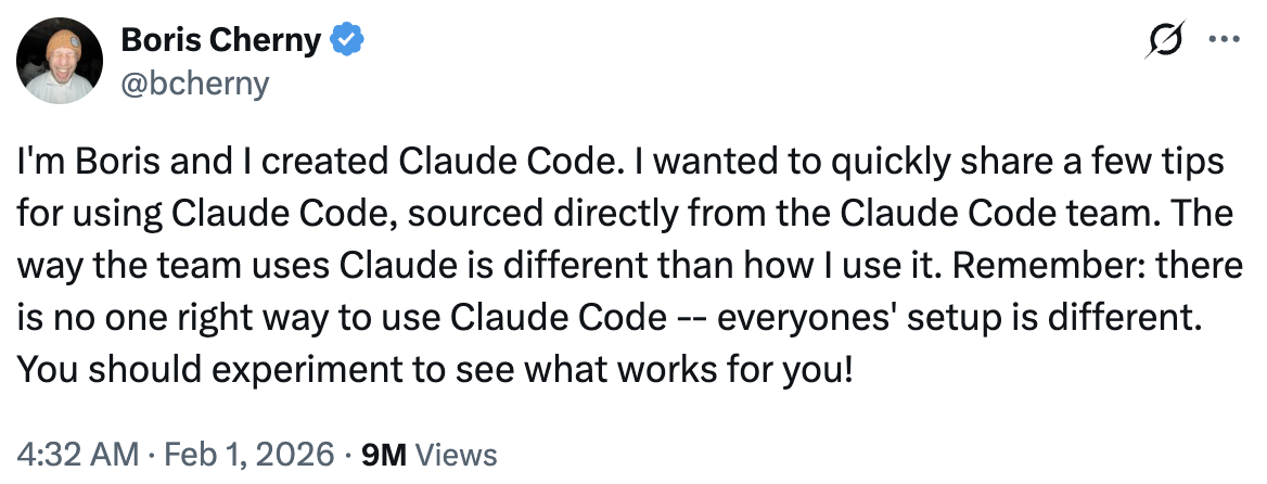 Boris Cherny intro tweet