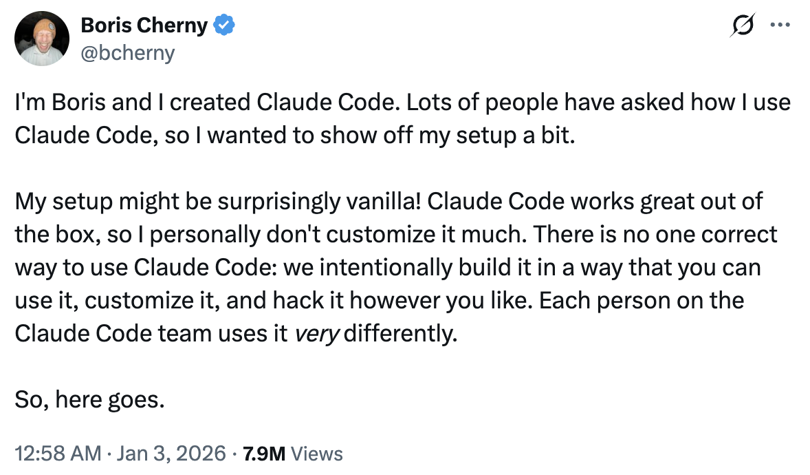 Boris Cherny intro tweet