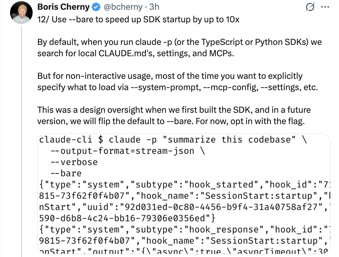 --bare flag for SDK startup