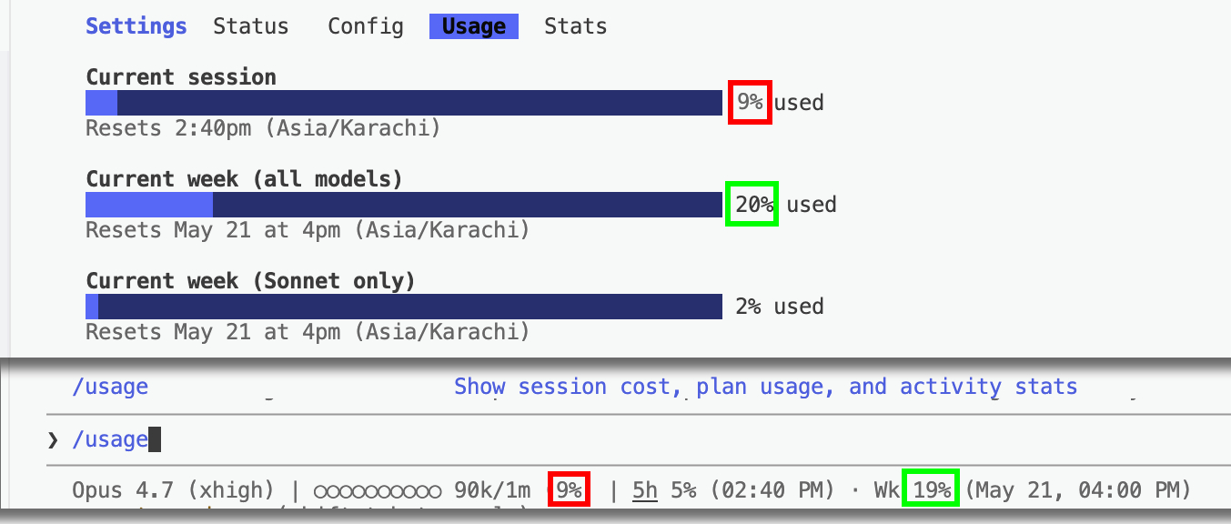 Status line comparison
