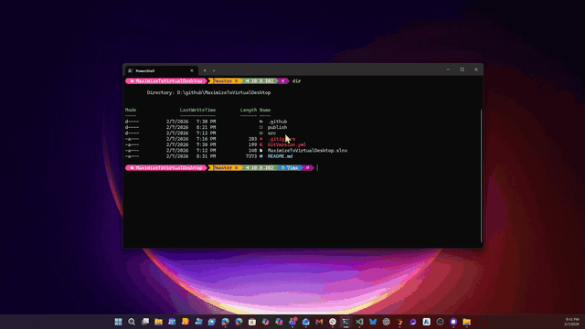 Screenshot of MaximizeToVirtualDesktop