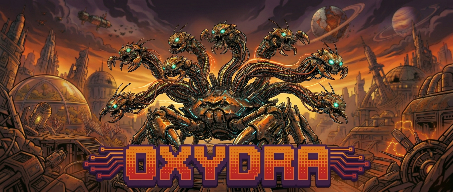 Illustrated multi-headed Oxydra machine