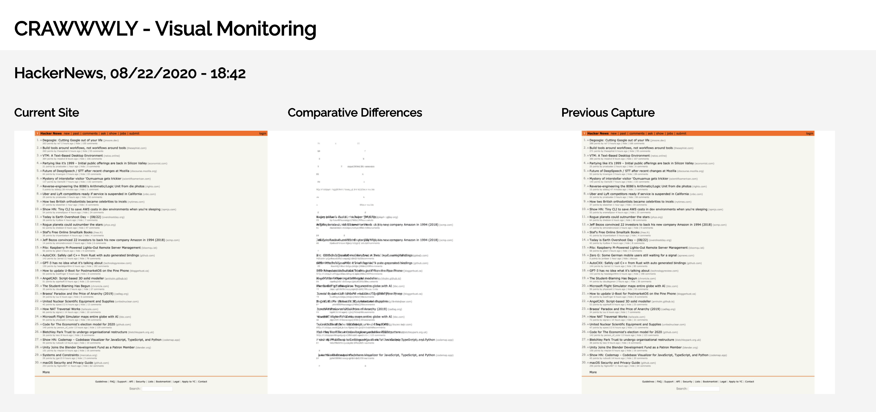 Example comparison, 10 minutes apart