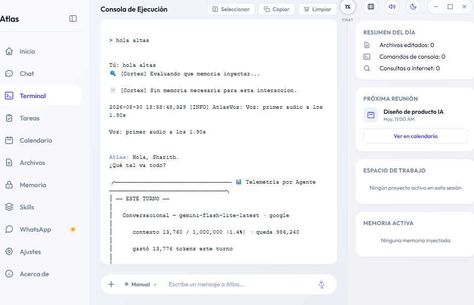 La consola: cada comando, con lo que decidió y por qué