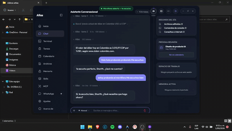Atlas mantiene el hilo de la conversación mientras hablas con ella