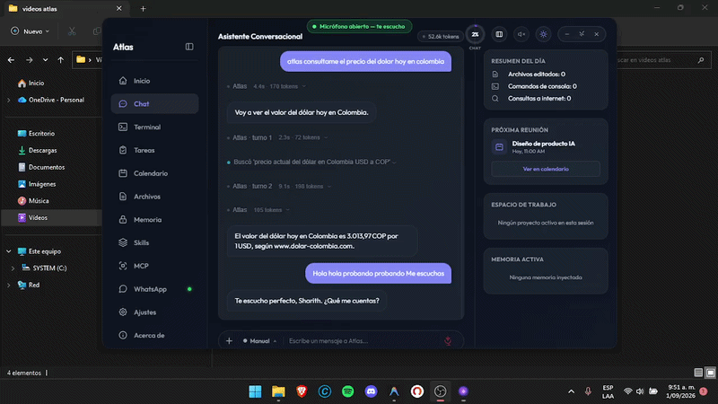 Hablándole en vivo: el micrófono se abre, transcribe y contesta en tiempo real