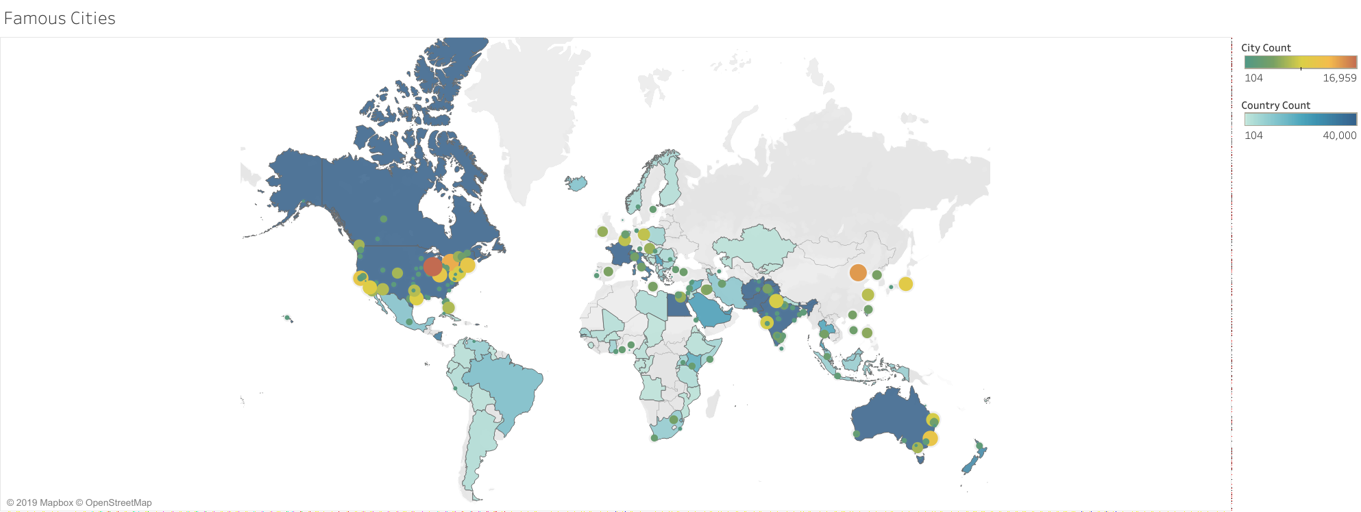 Most mentioned cities and countries