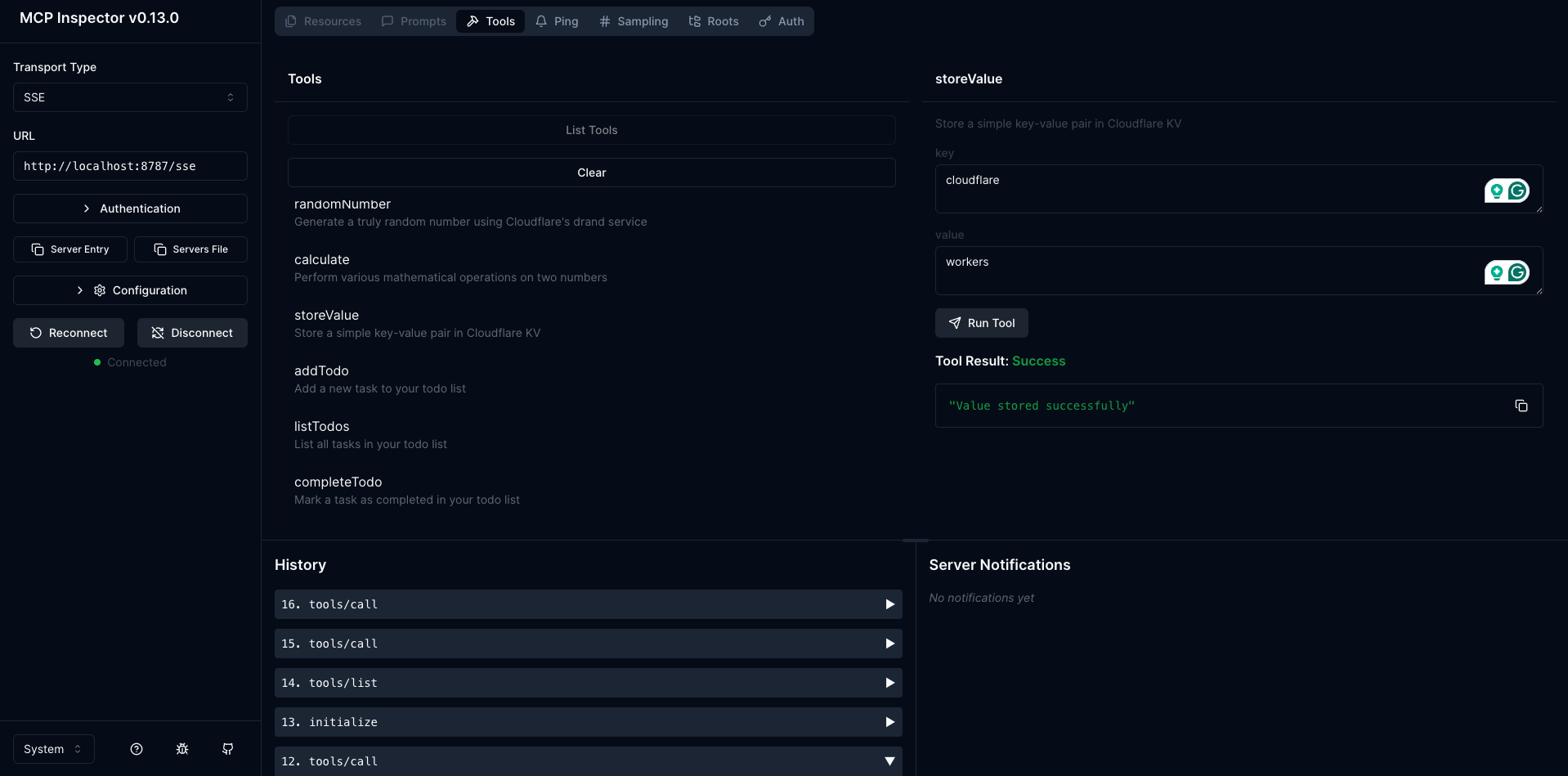 MCP Inspector Screenshot