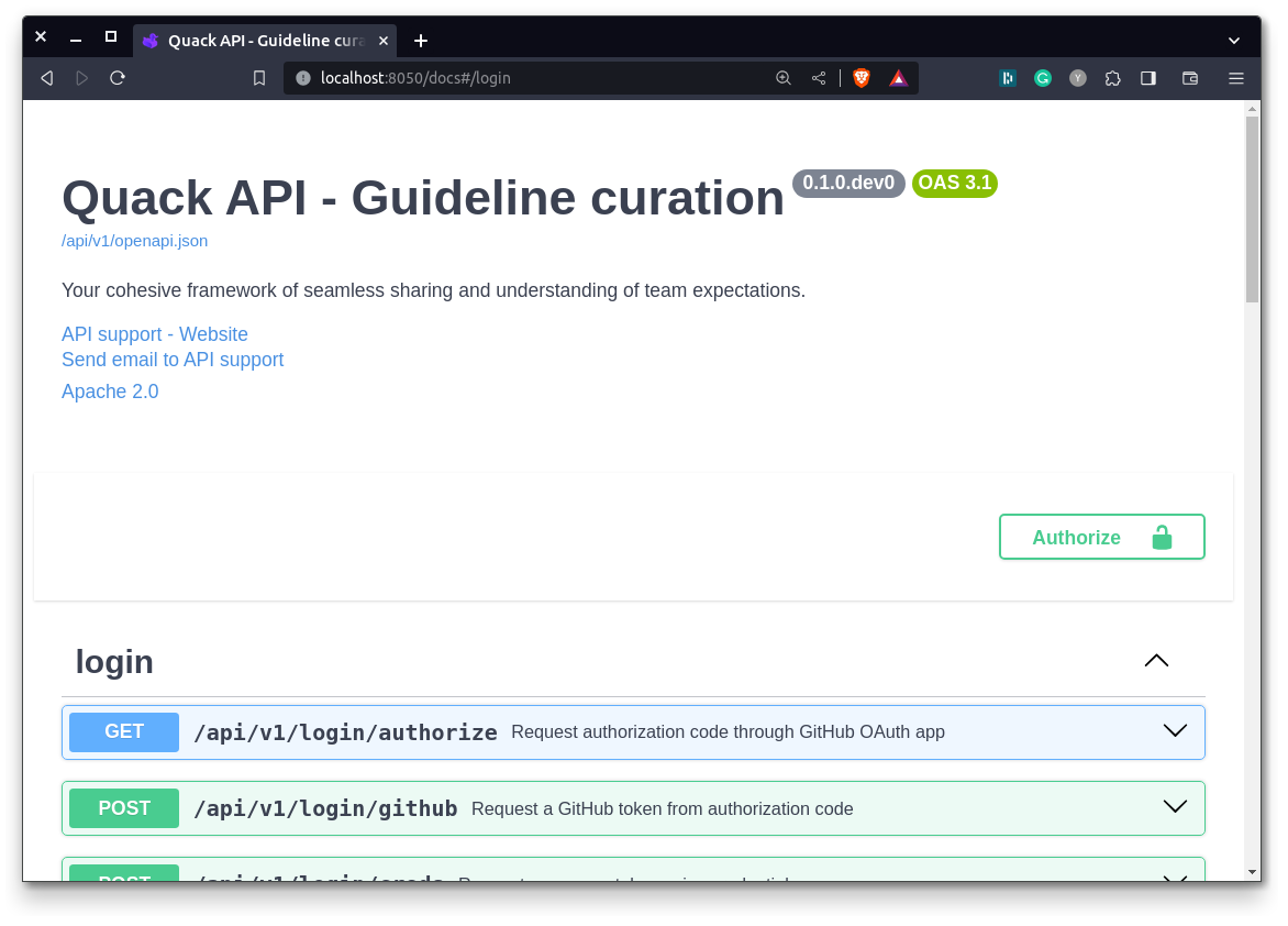 API Swagger screenshot