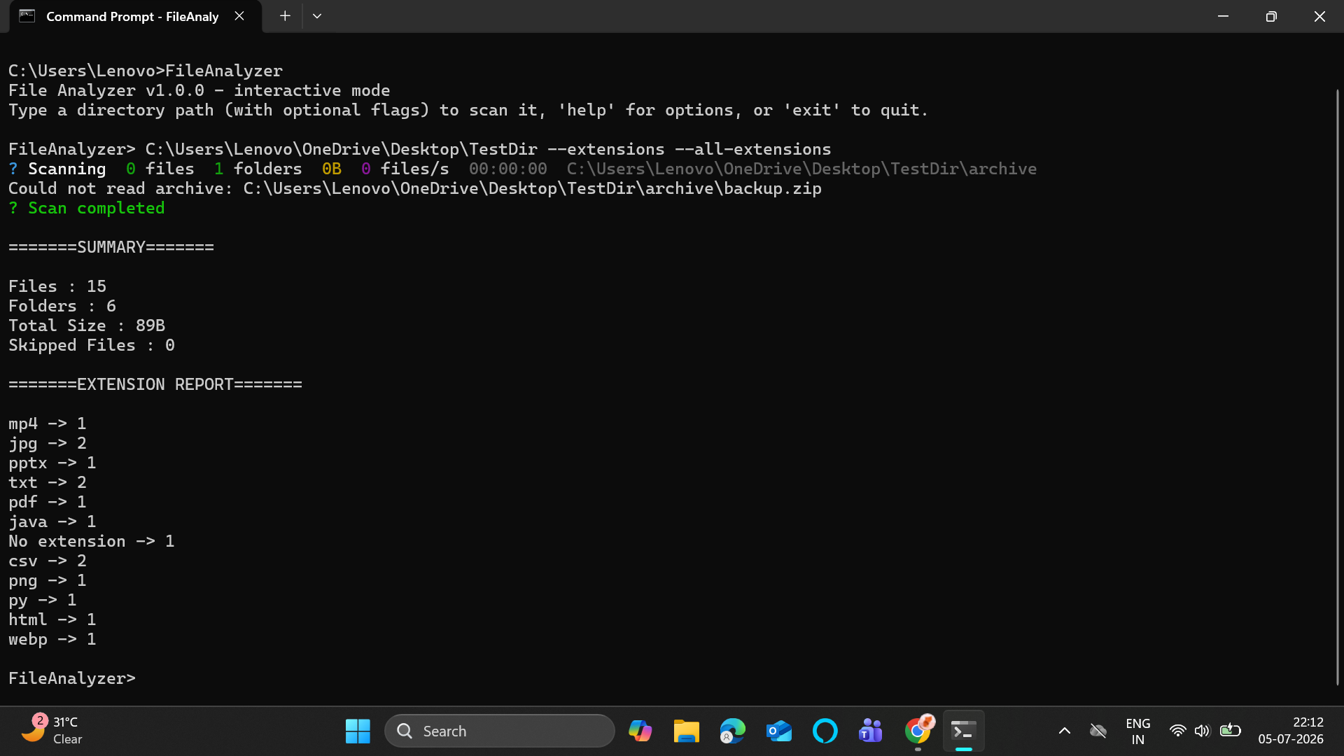 All extensions - interactive shell