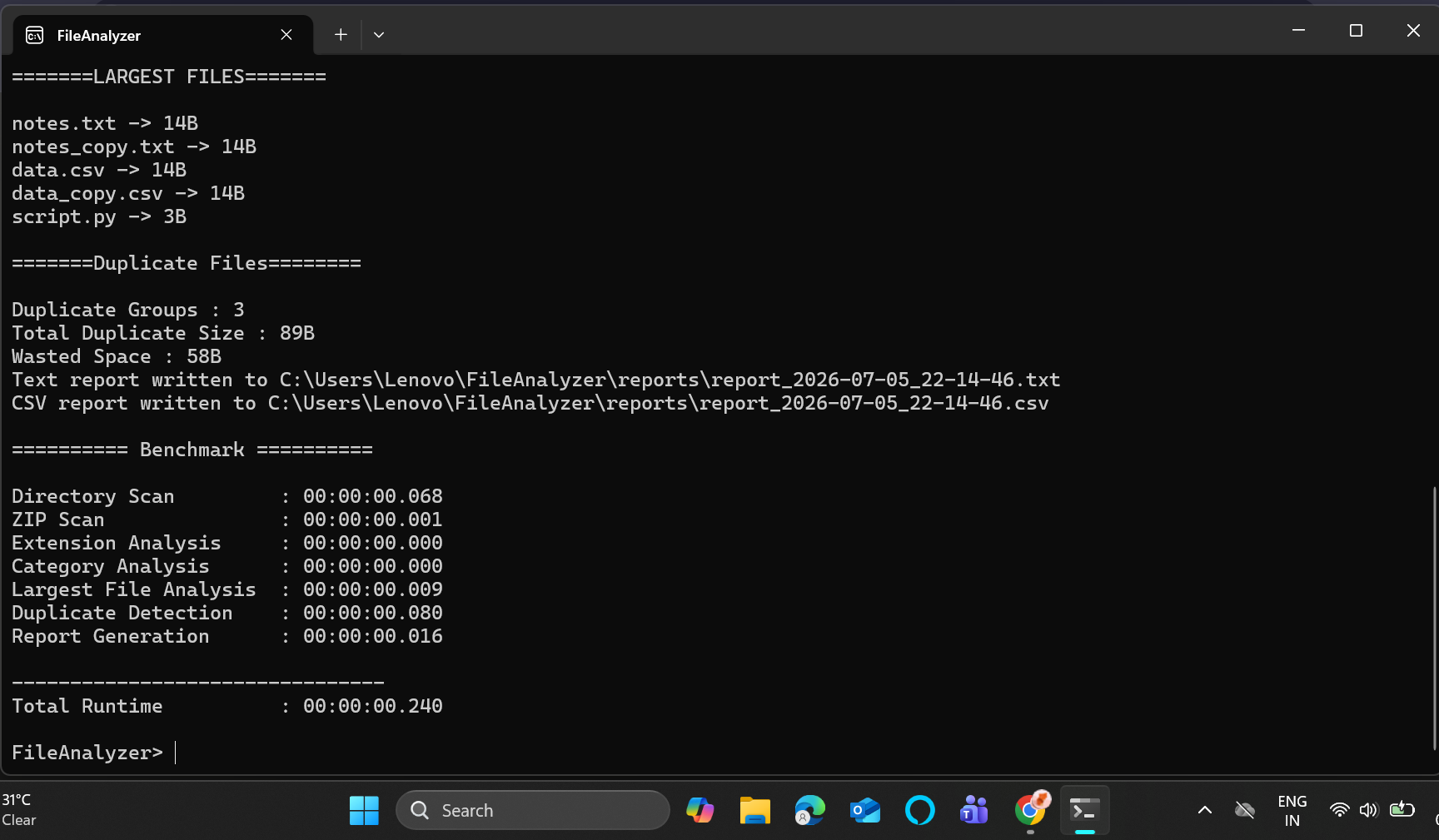 Full with benchmark table