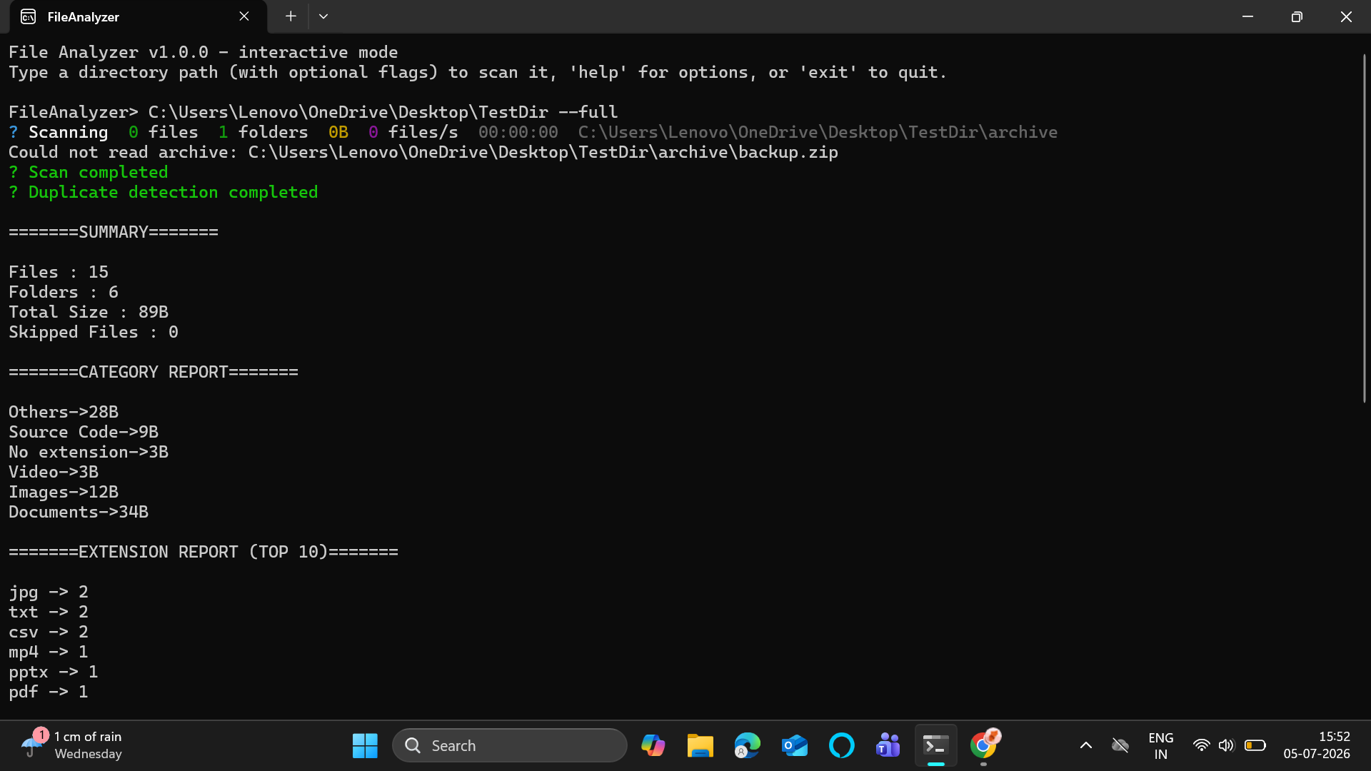 Full scan part 1 - summary, categories, extensions