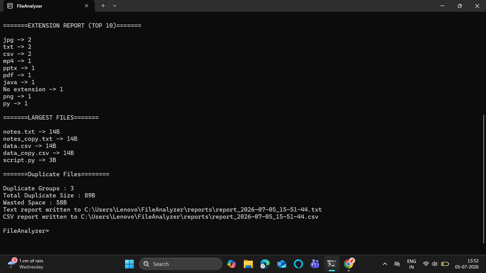 Full scan part 2 - largest files, duplicates, reports written