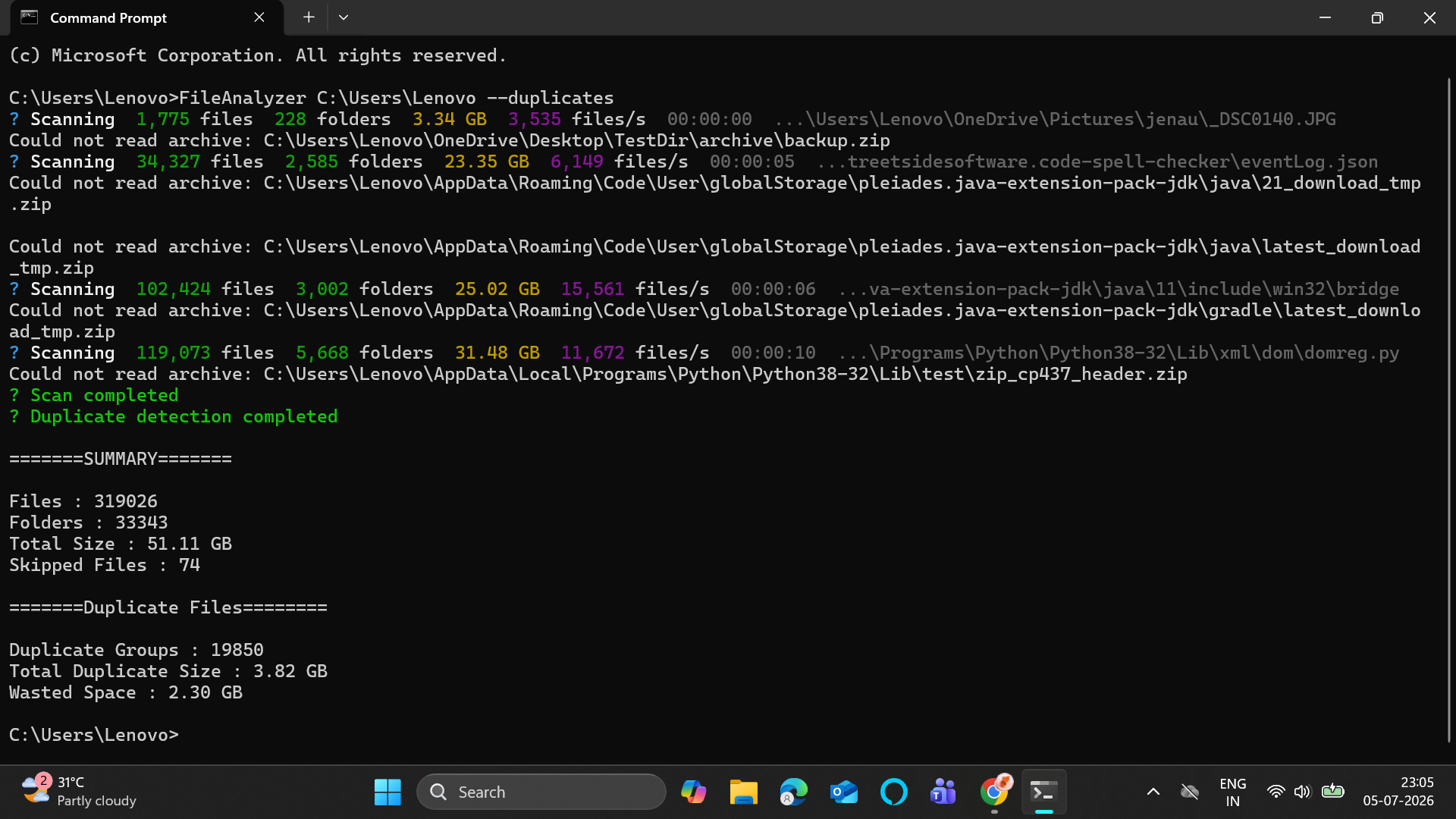 Large directory duplicate results