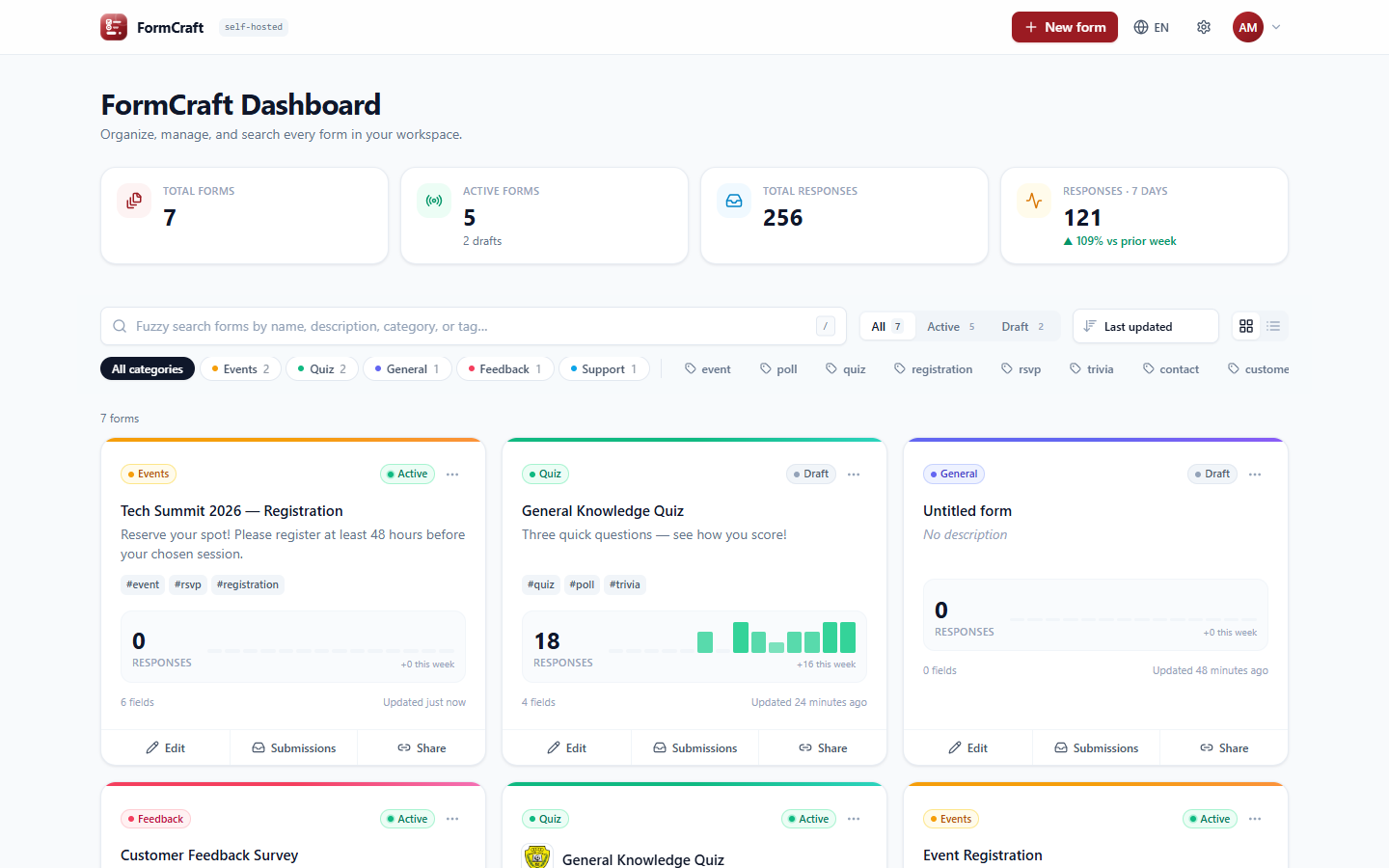FormCraft dashboard