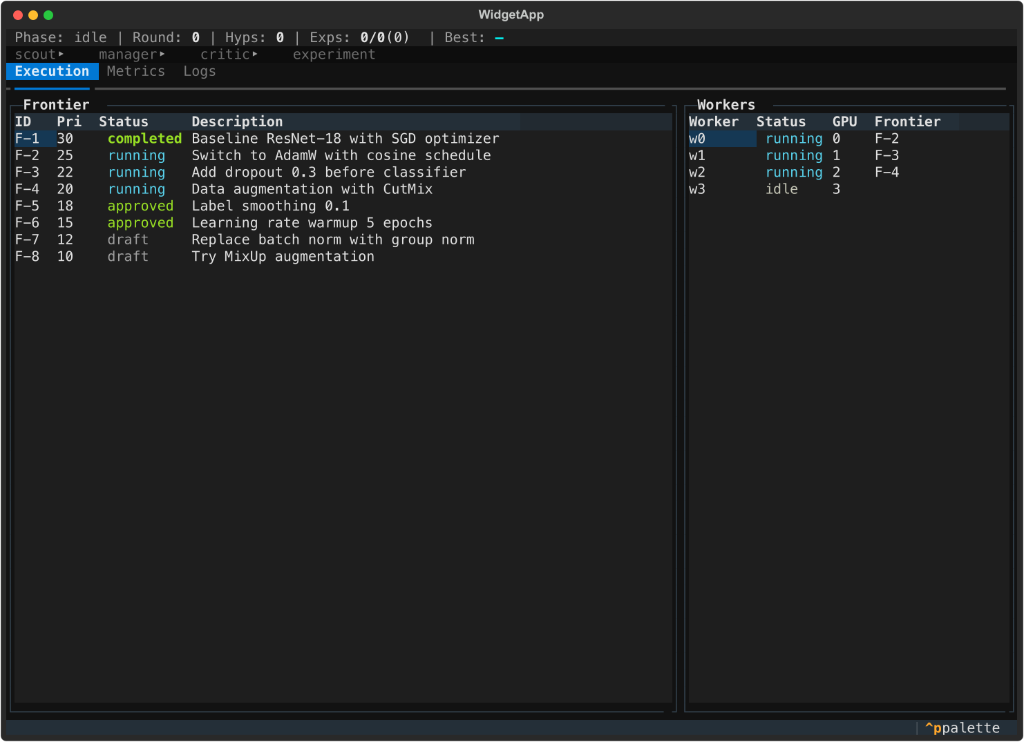 Idle initial state