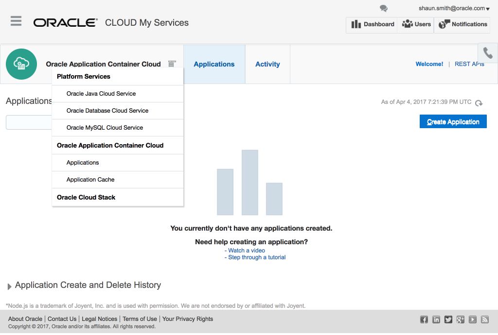 Oracle Cloud Stack Menu