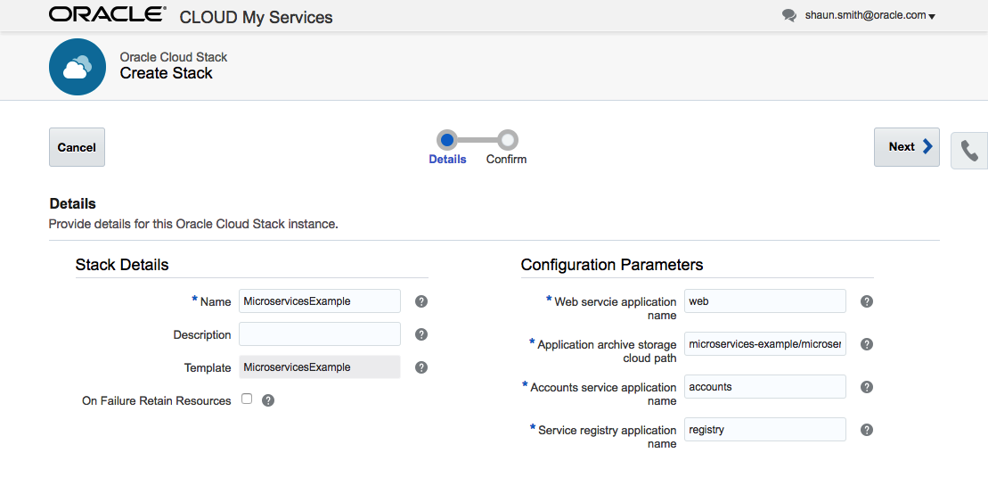 Specify Stack Details