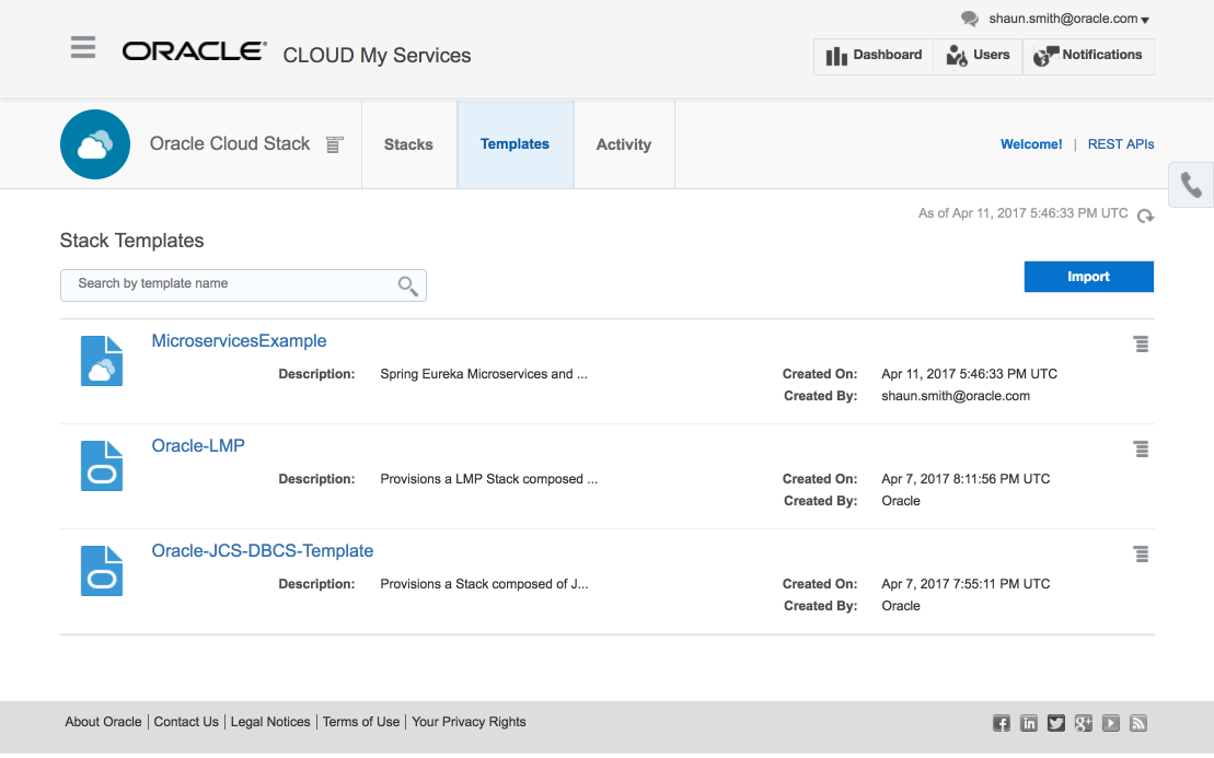 Oracle Cloud Stack Templates