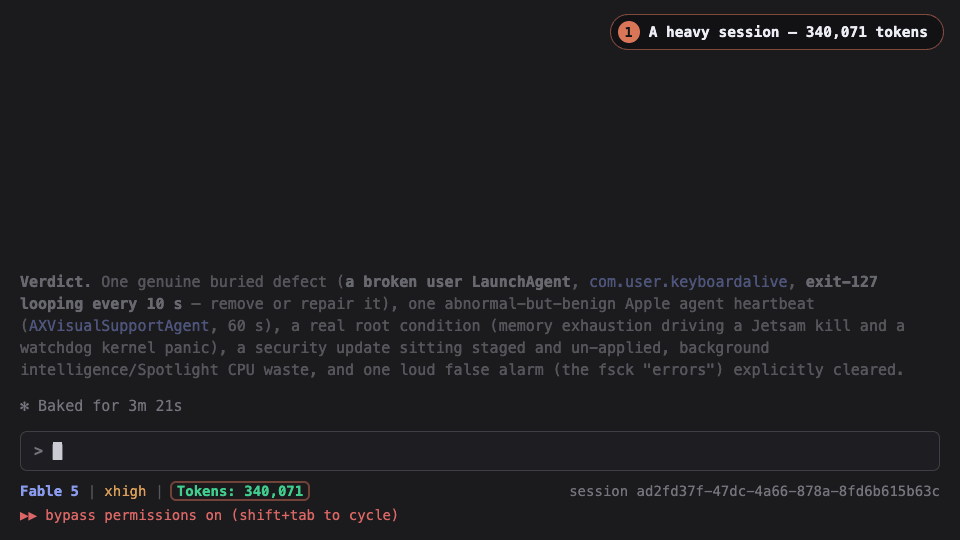 Demo: a 340,071-token Claude Code session is flattened, /resume'd, and comes back 61% lighter at 132,800 tokens — history verbatim
