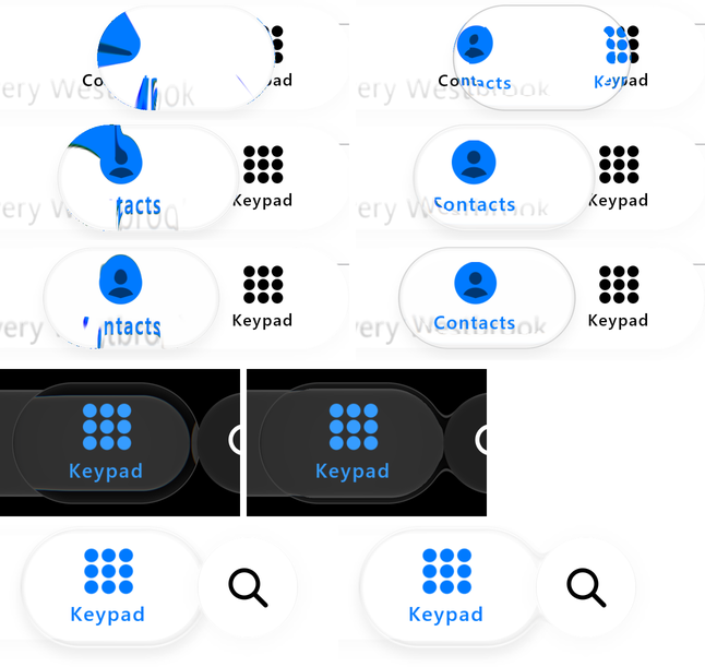 Tap travel before and after, the held lens's rim band, and the lens's neck to the search button