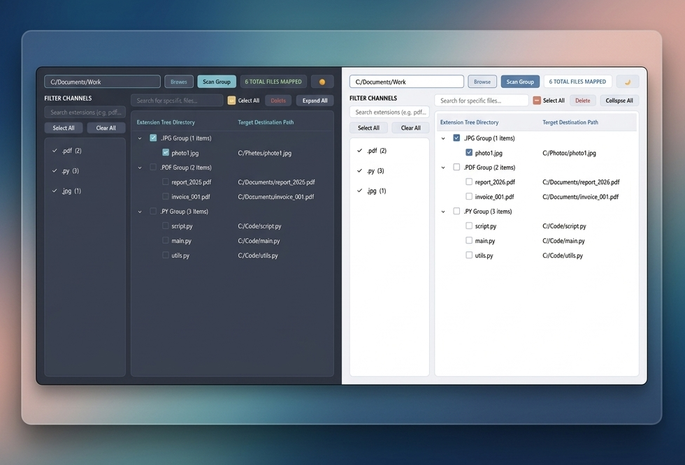 OrcaFile application screenshot showing the Nord-themed file organizer interface