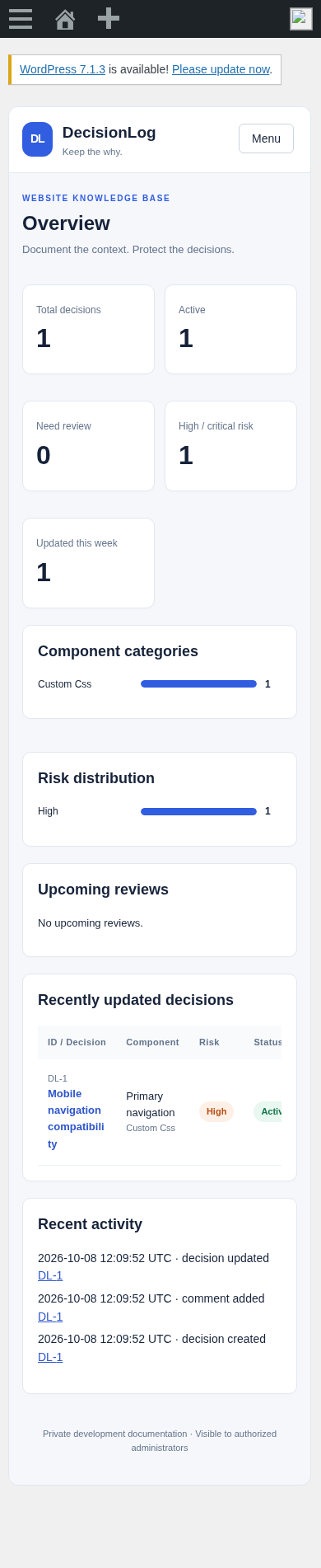 Responsive dashboard
