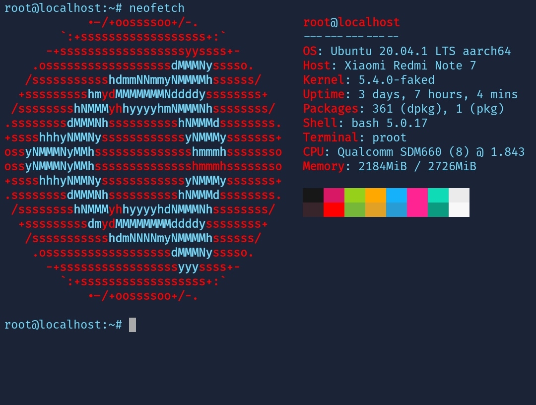 Screenshot Ubuntu in Termux
