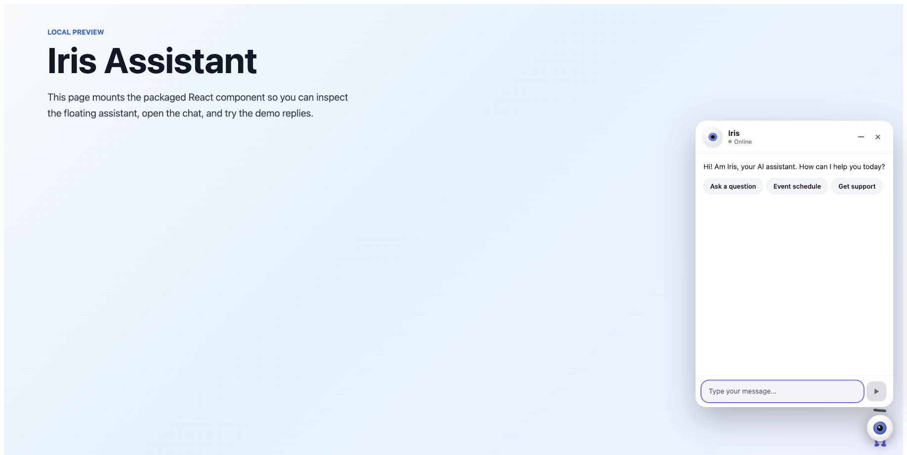 Iris assistant chat screenshot