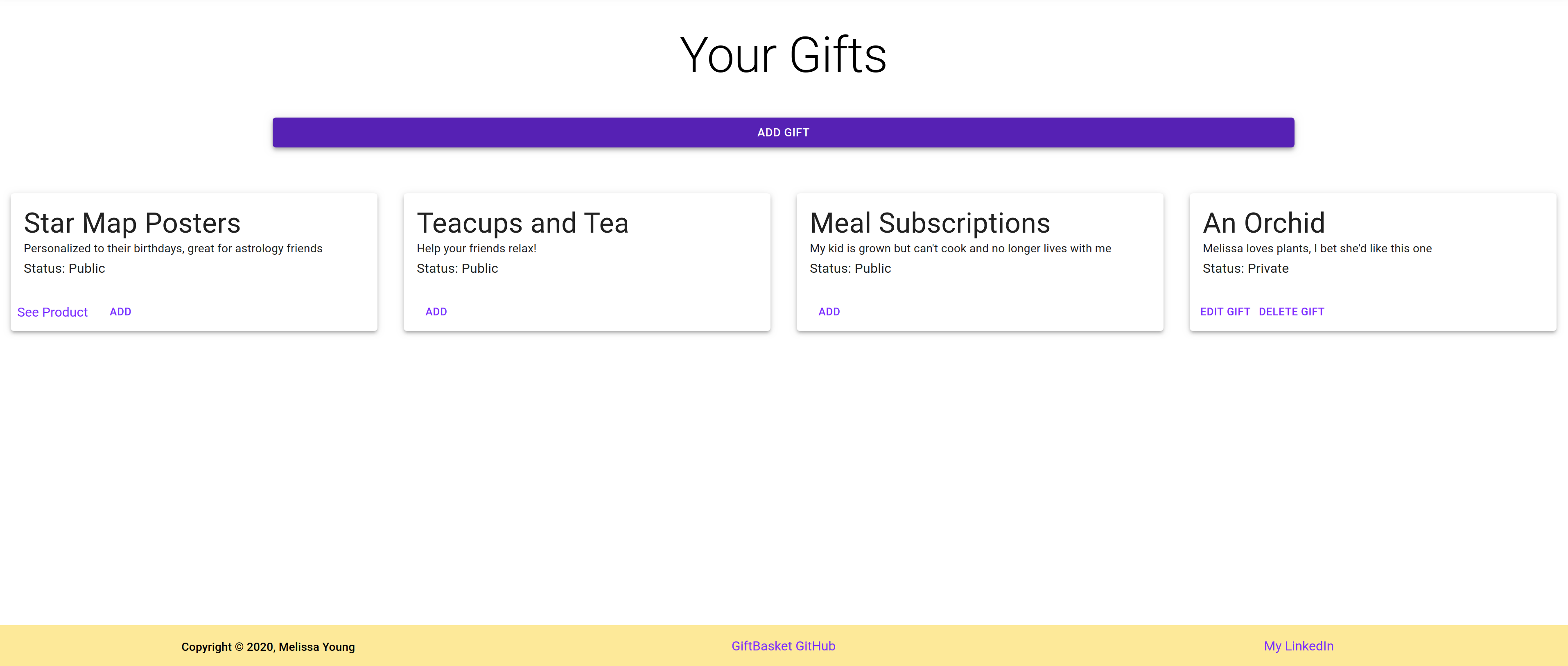 User's Gift Page