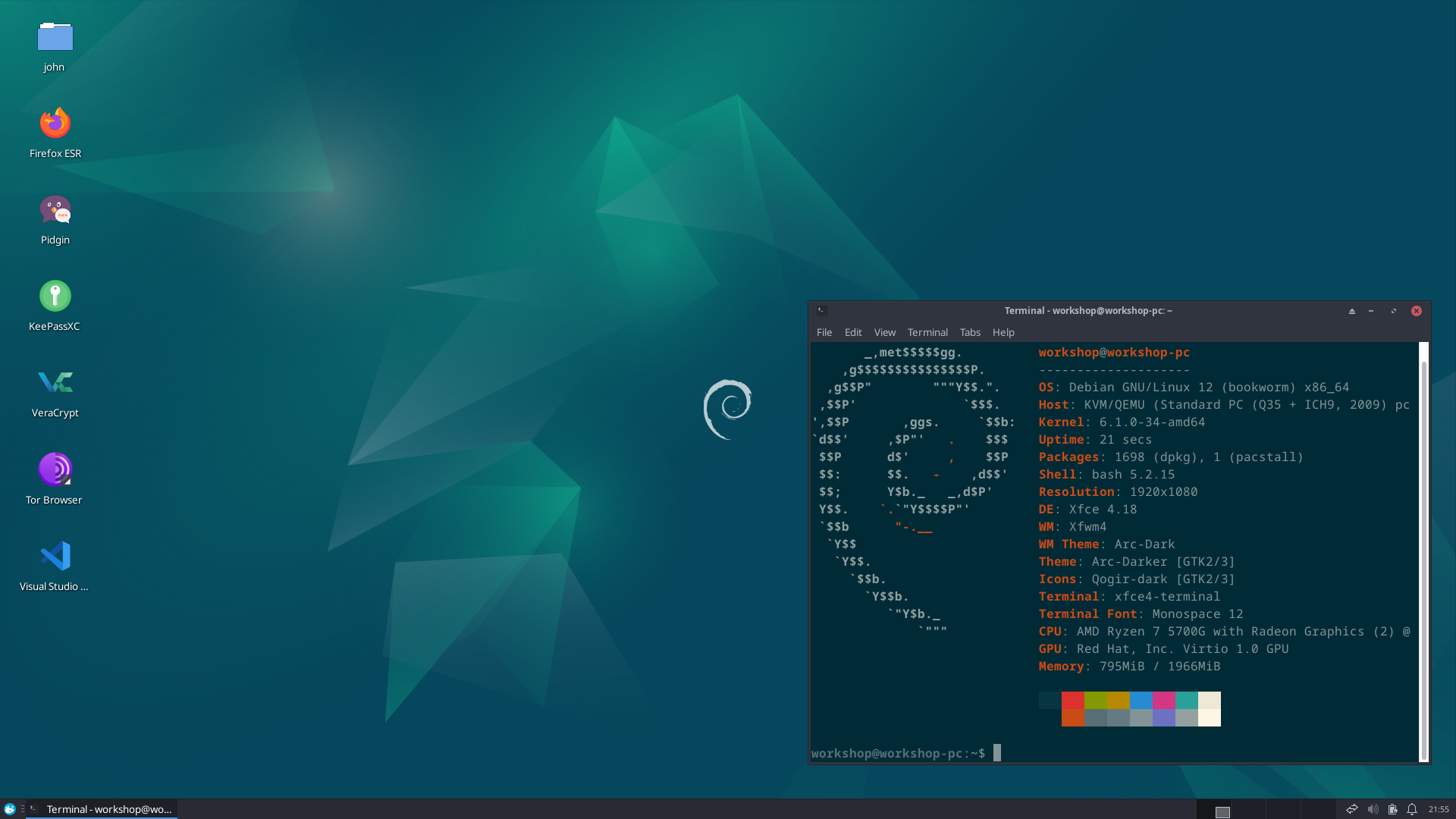 Screenshot der VM unter Windows 10 Professional