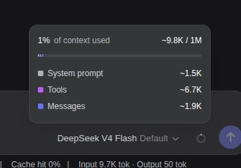 Tool Gate ON: DSH context meter showing ~6.7K tool tokens