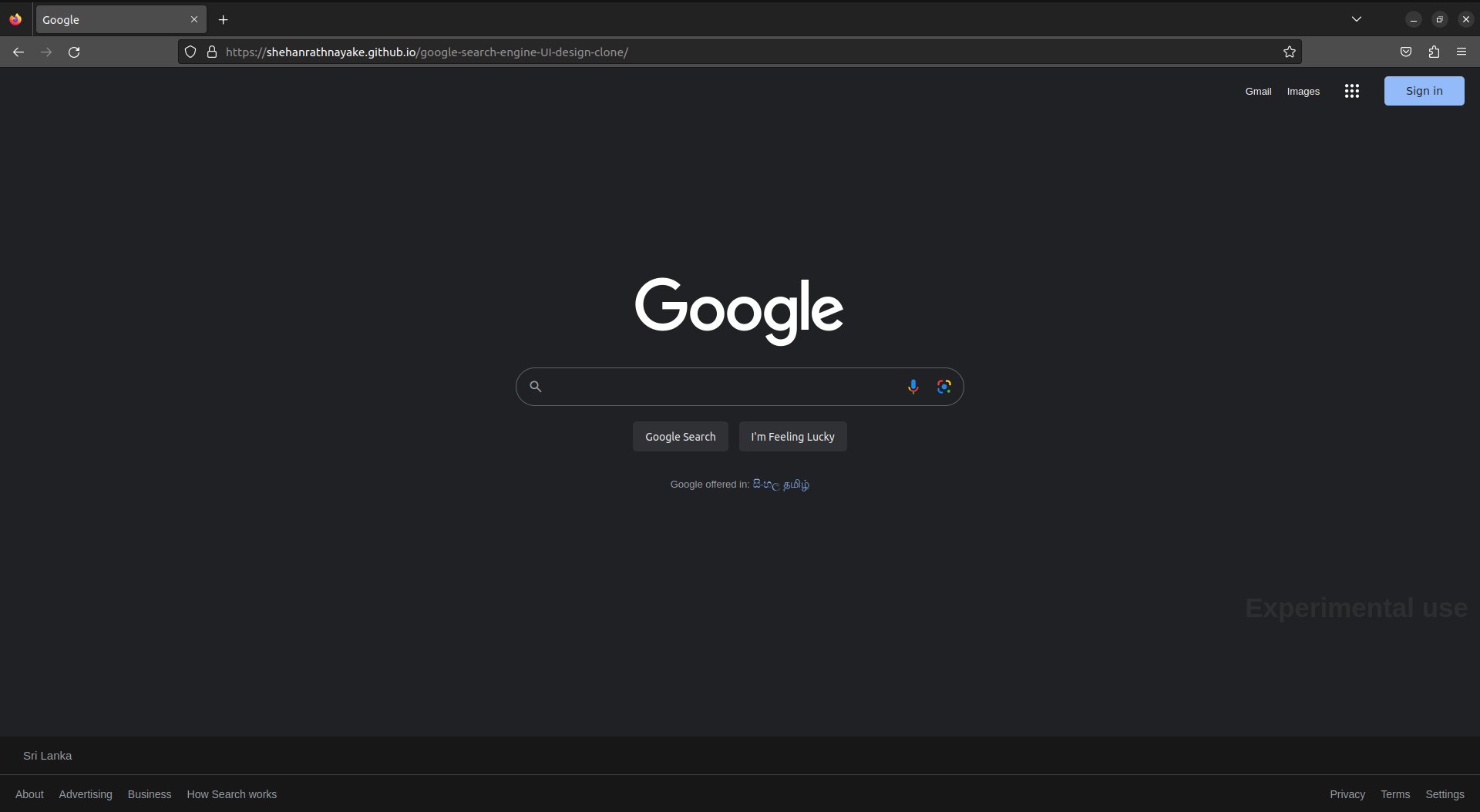 Google UI Desin Clone - Dark Theme