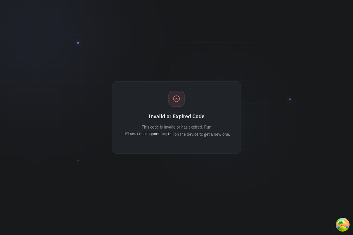 Invalid or expired code