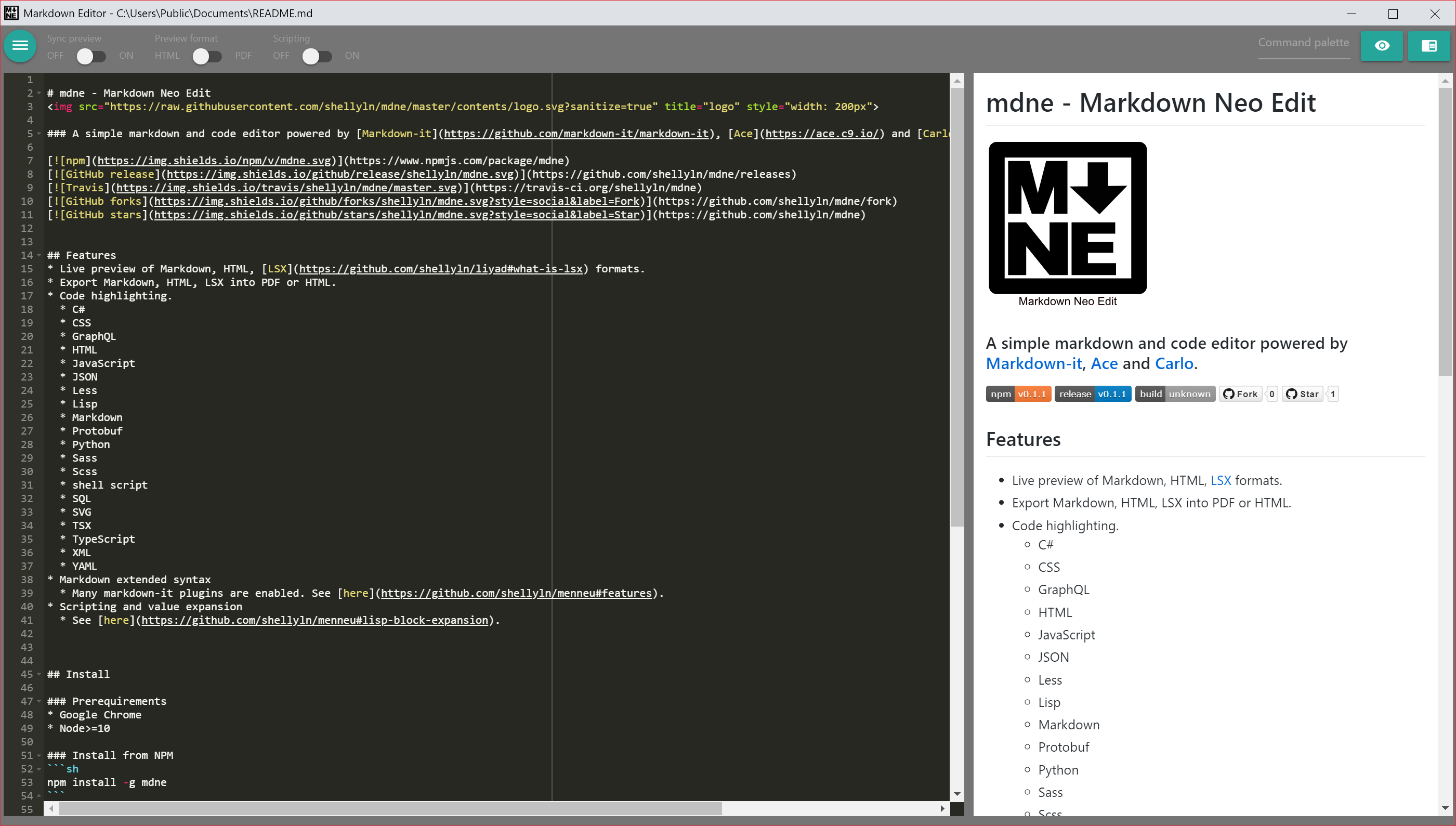 Markdown editor