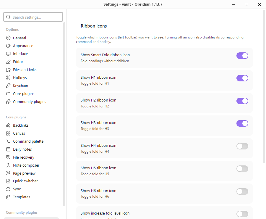 Smart Fold settings tab