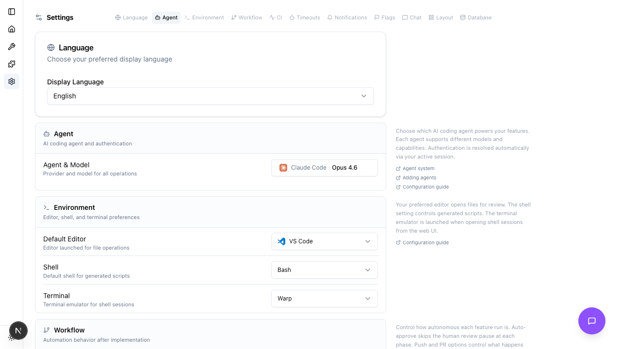 Settings Page