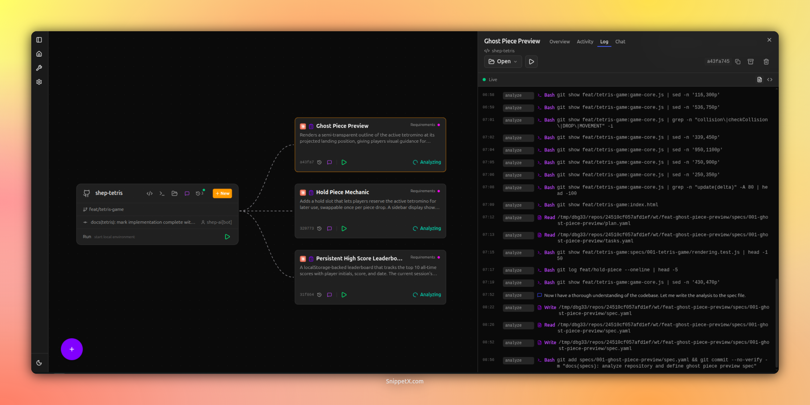 Shep — Three features running in parallel