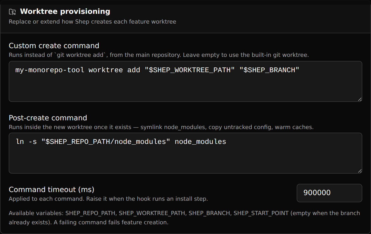 settings worktree dark