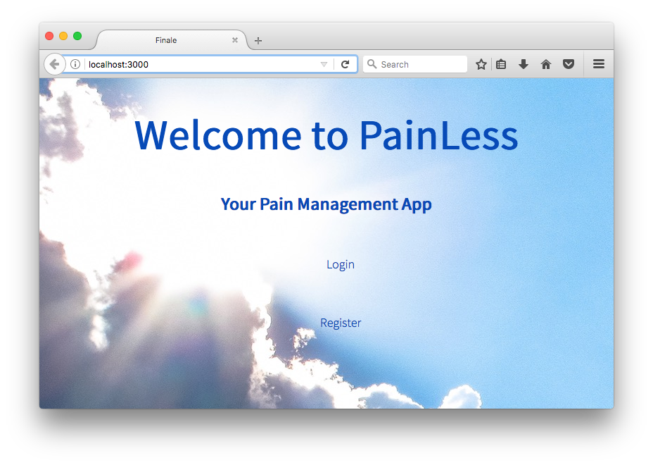 PainLess - The Pain Management Web App - Login Page