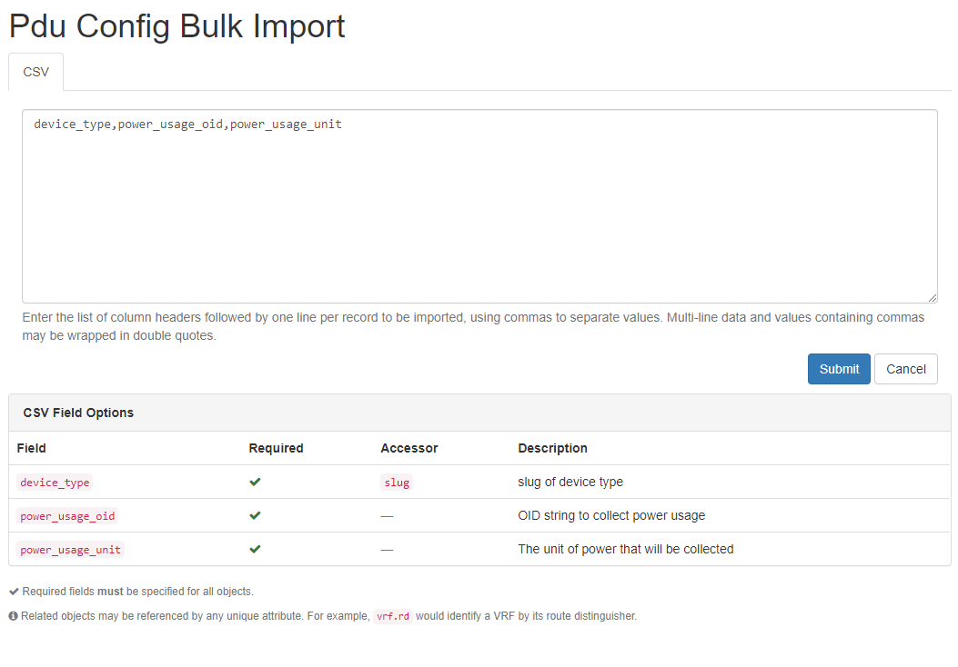 PDUConfig Import View