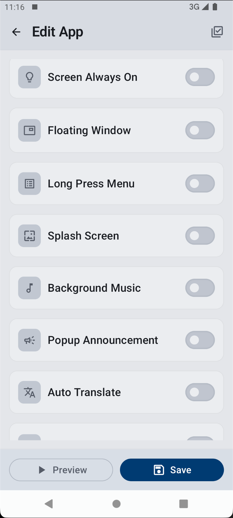 Editor feature toggles