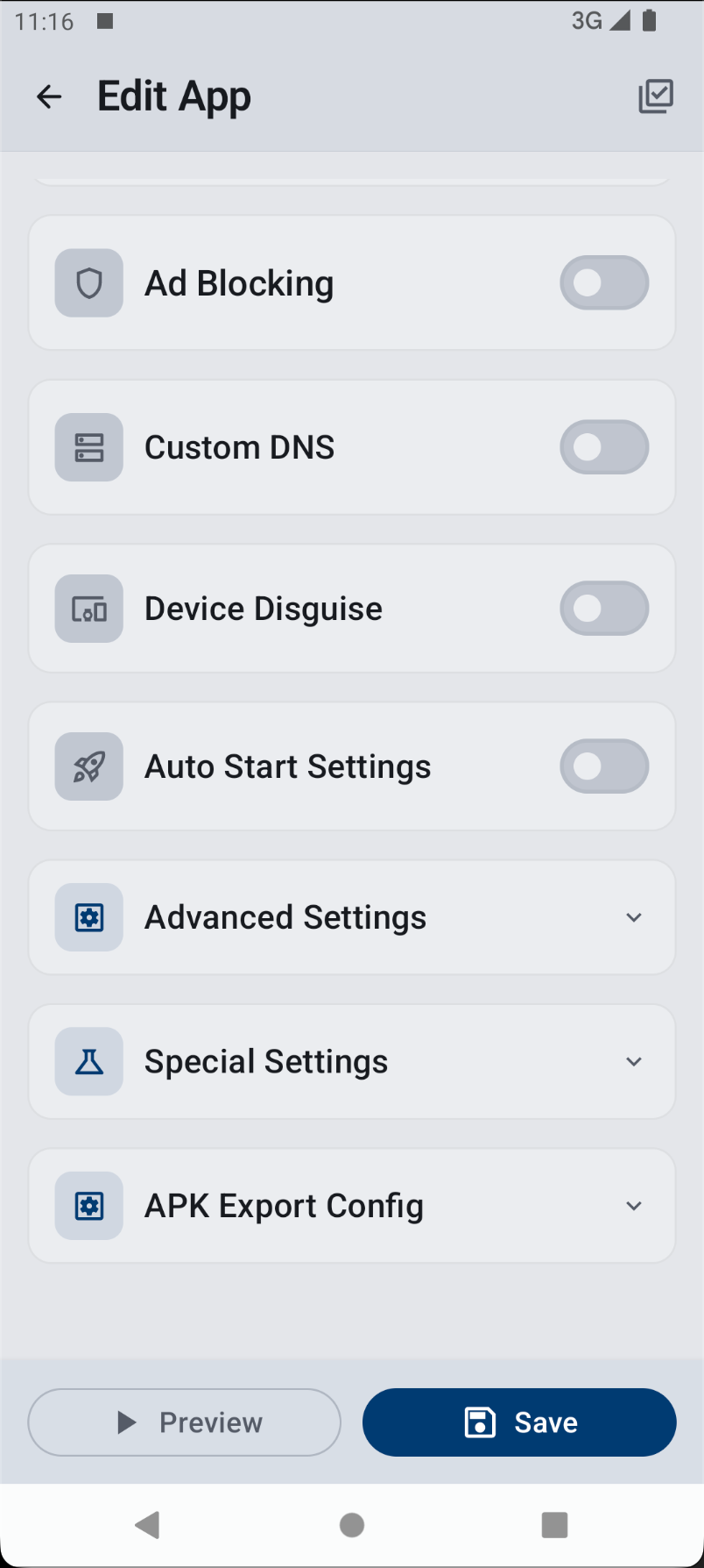 Editor advanced and export settings