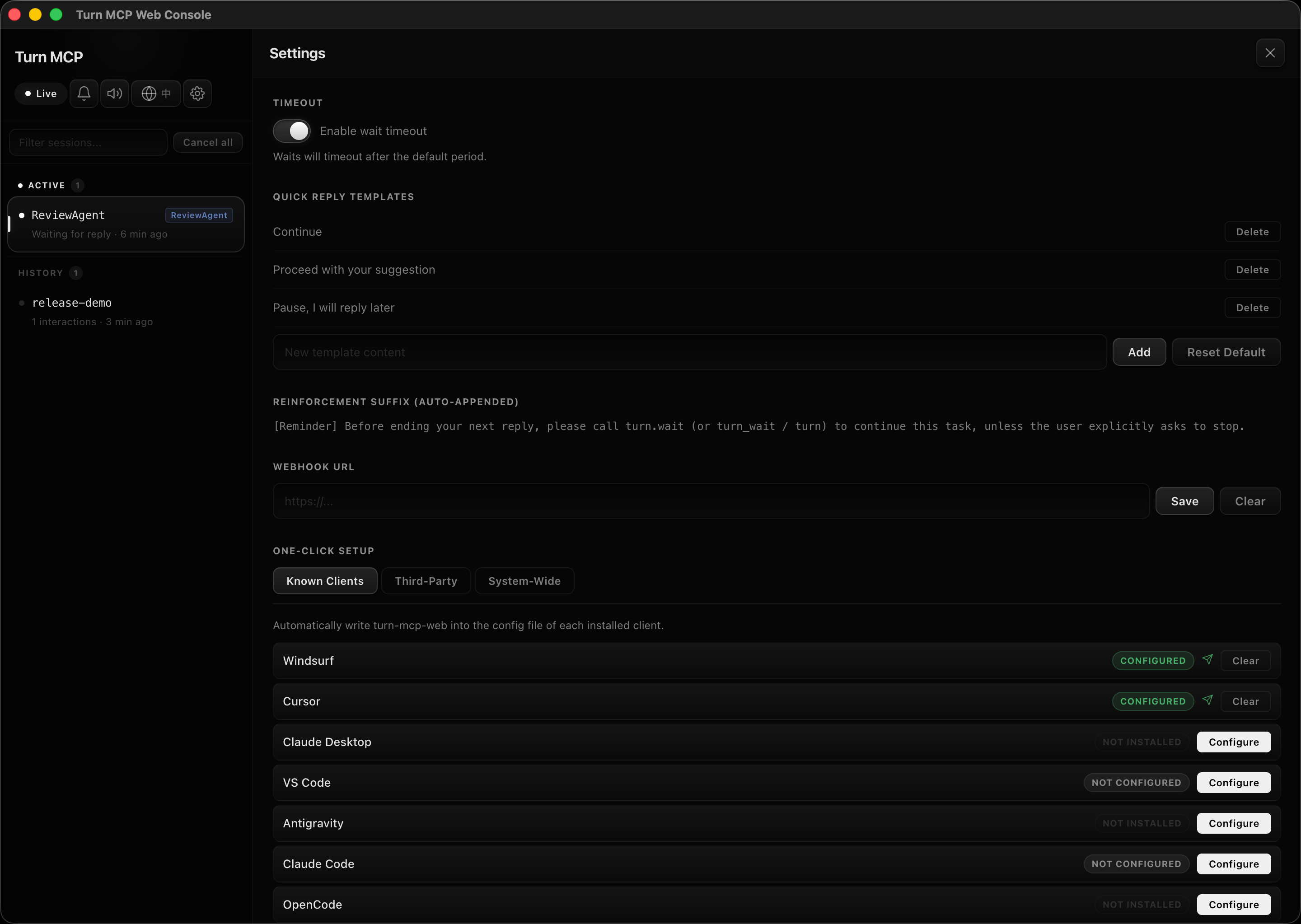 Settings overview