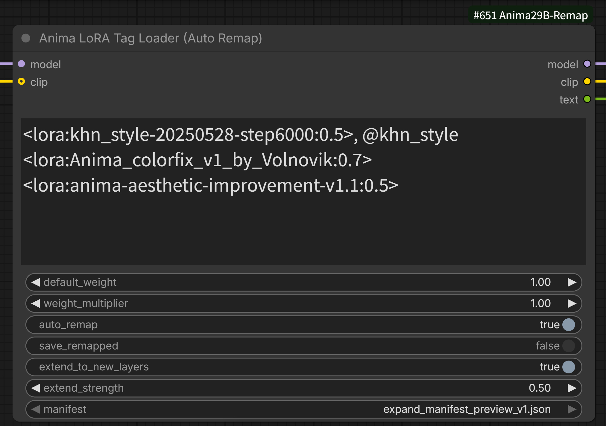Node 1: Anima LoRA Tag Loader (Auto Remap)