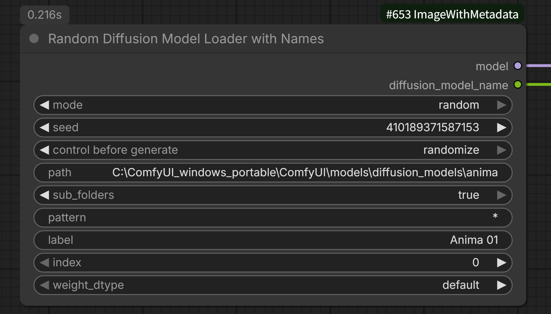 Random Diffusion Model Loader with Names example