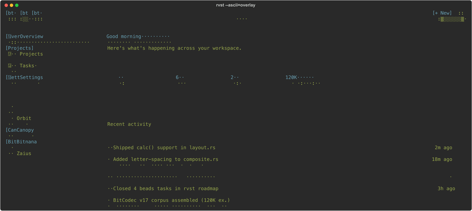 ASCII overlay combining pixels and labels