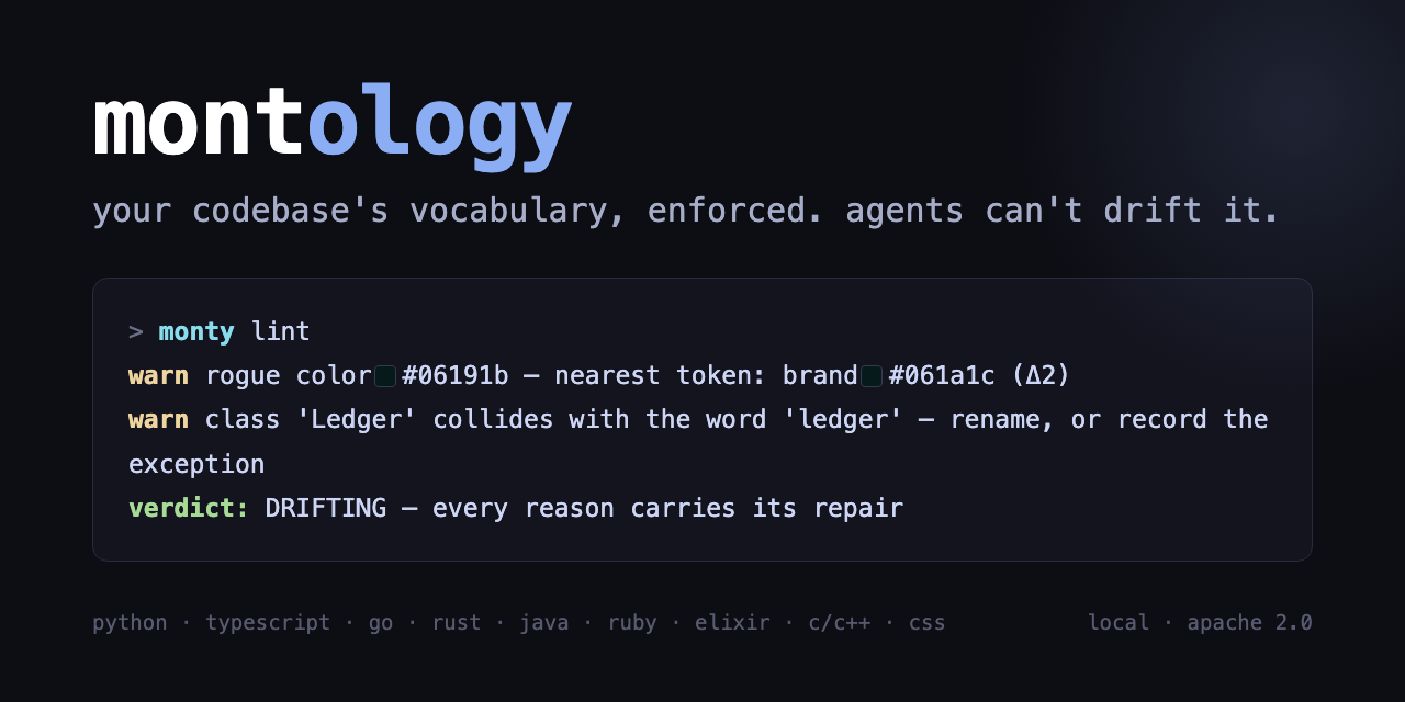 montology — your codebase's vocabulary, enforced
