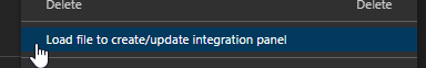 Load file to create/update integration panel